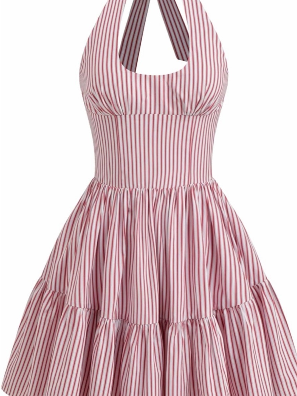 Wild Rose Red and White Striped Halter Swing Dress